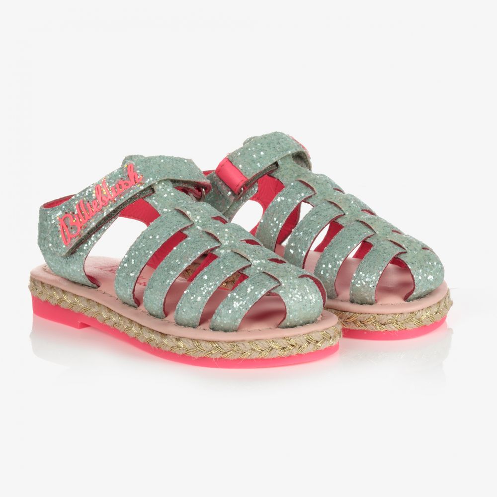 Billieblush - Girls Green Glitter Sandals | Childrensalon