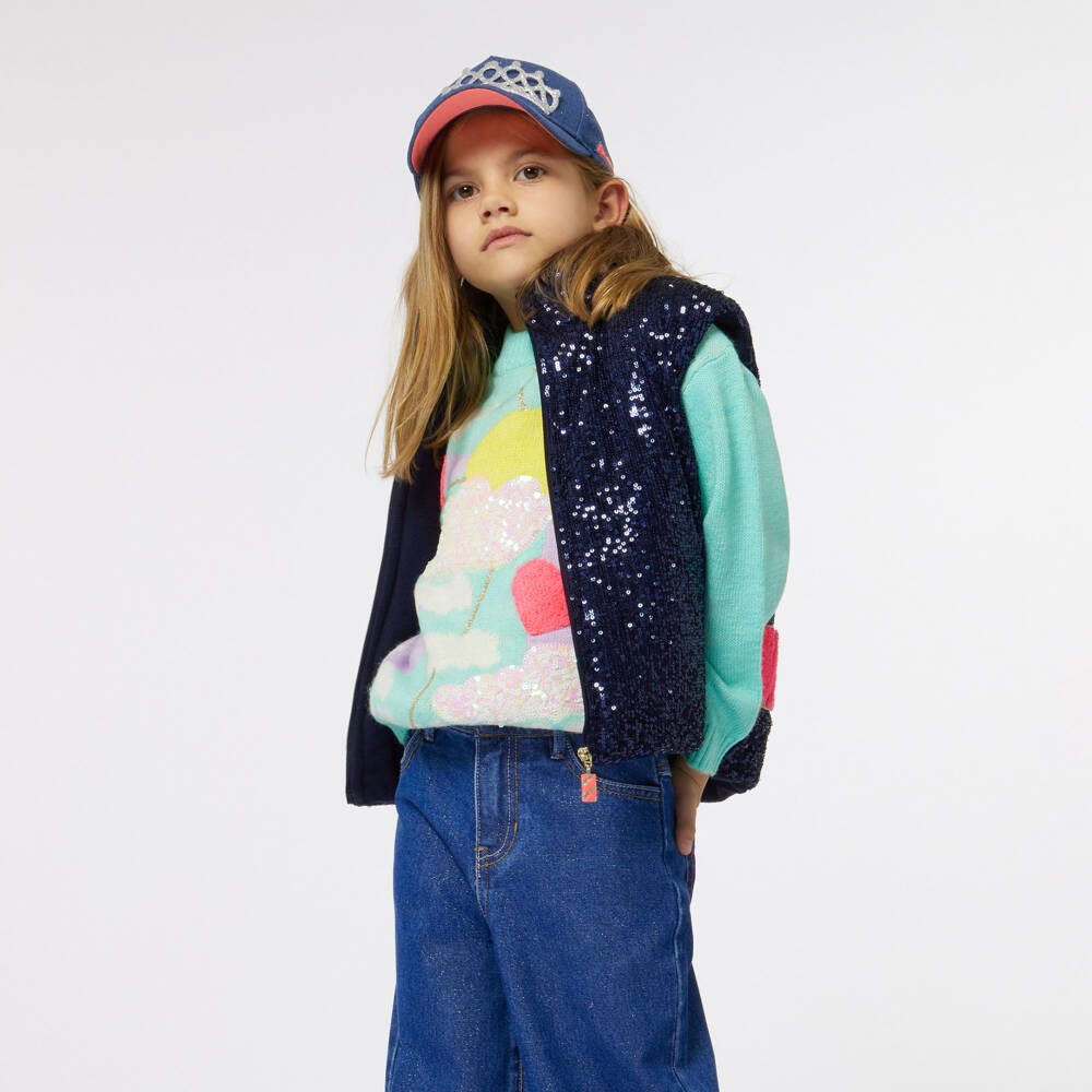 Billieblush-Girls Green Knit Sun Sweater | Childrensalon Outlet