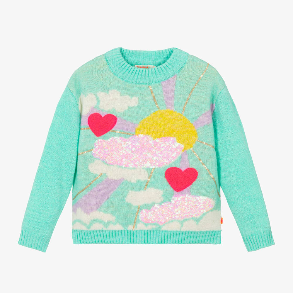Billieblush-Girls Green Knit Sun Sweater | Childrensalon Outlet