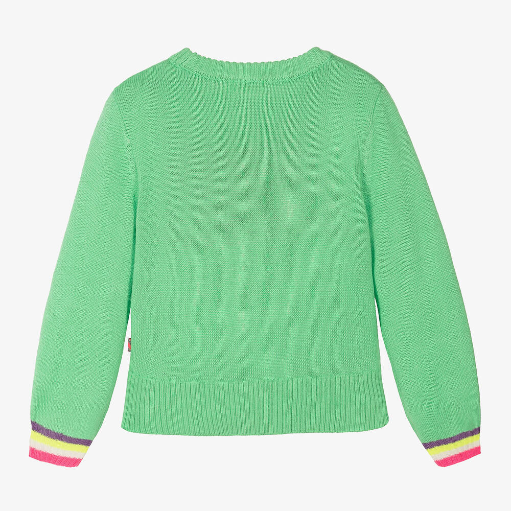 Billieblush-Girls Green Knitted Heart Sweater | Childrensalon Outlet