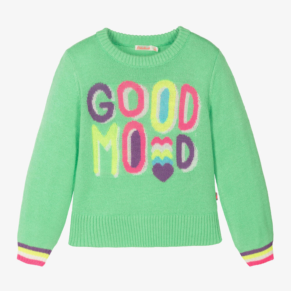 Billieblush - Зеленый трикотажный свитер с сердечками | Childrensalon