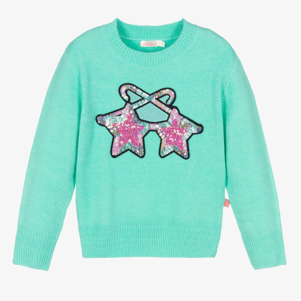 Billieblush - Girls Green Knitted Sweater | Childrensalon