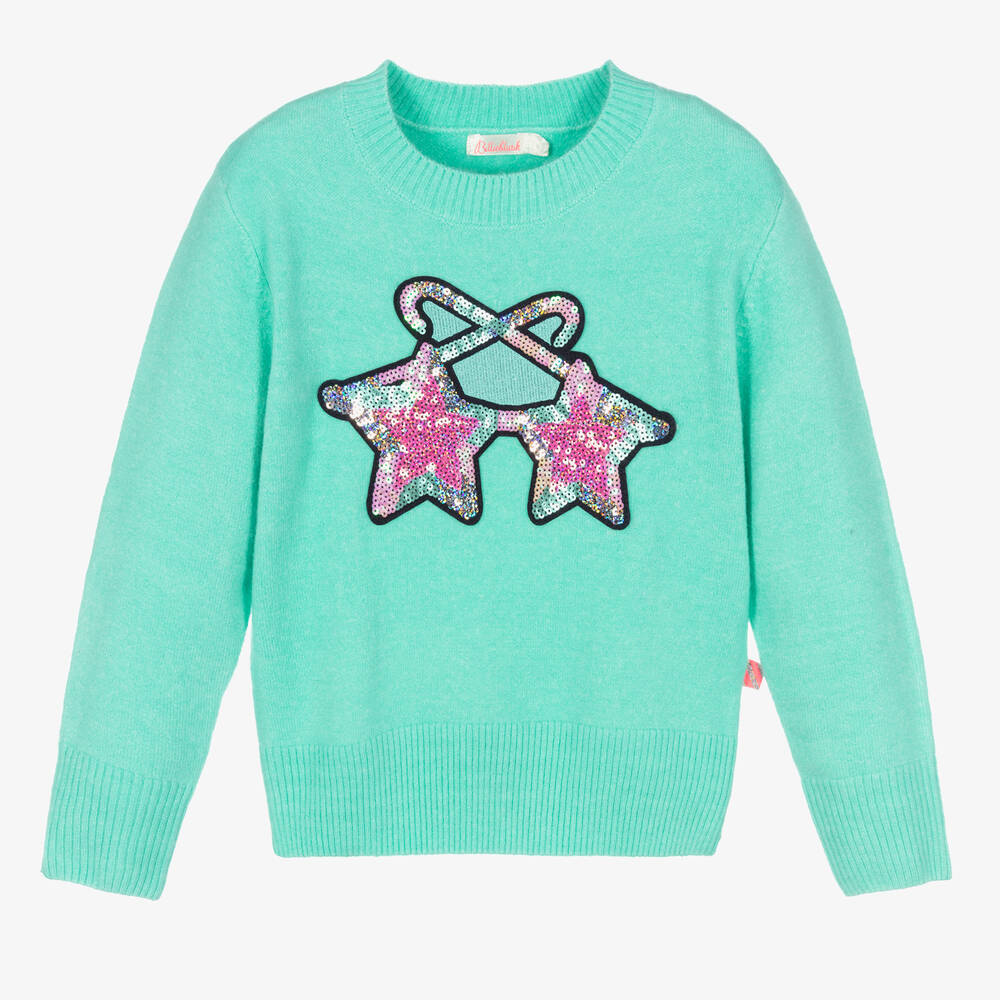 Billieblush - Grüner Strickpullover für Mädchen | Childrensalon