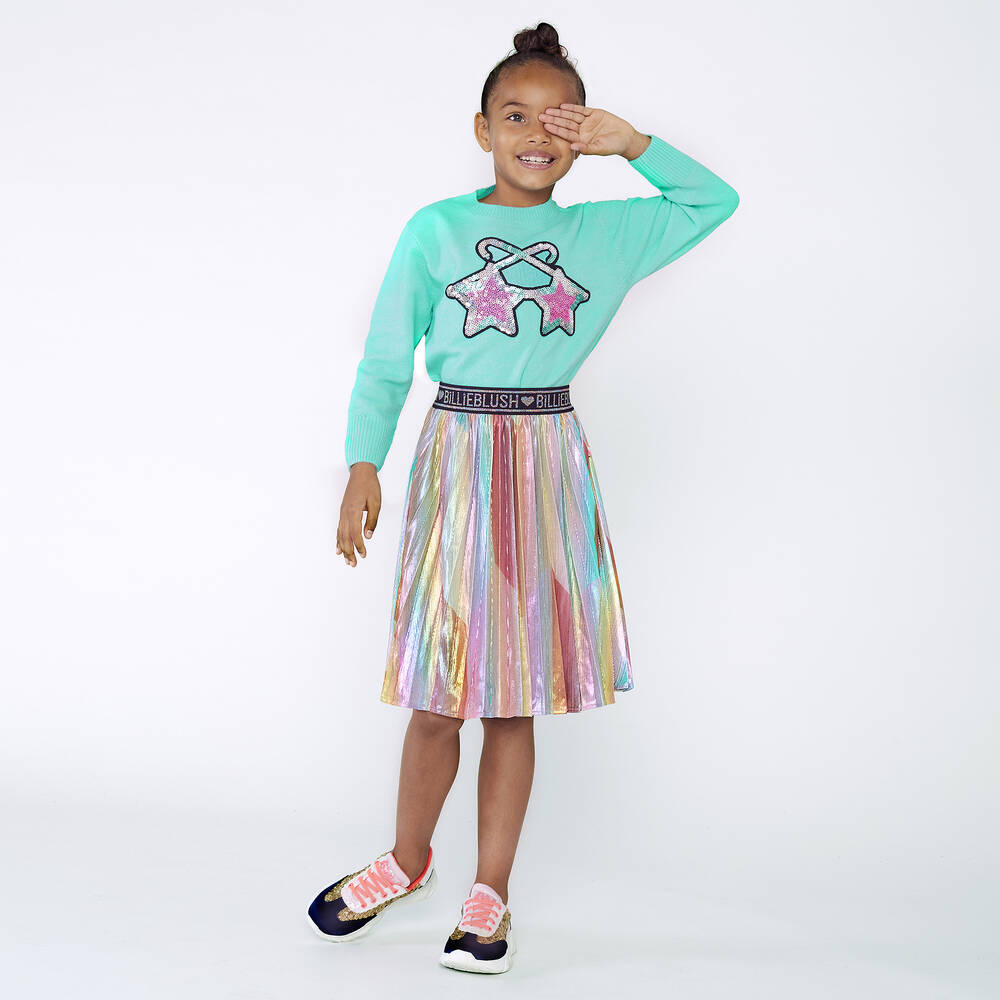 بيلي بلاش-كنزة أكريليك محبوك لون أخضر للبنات | Childrensalon Outlet