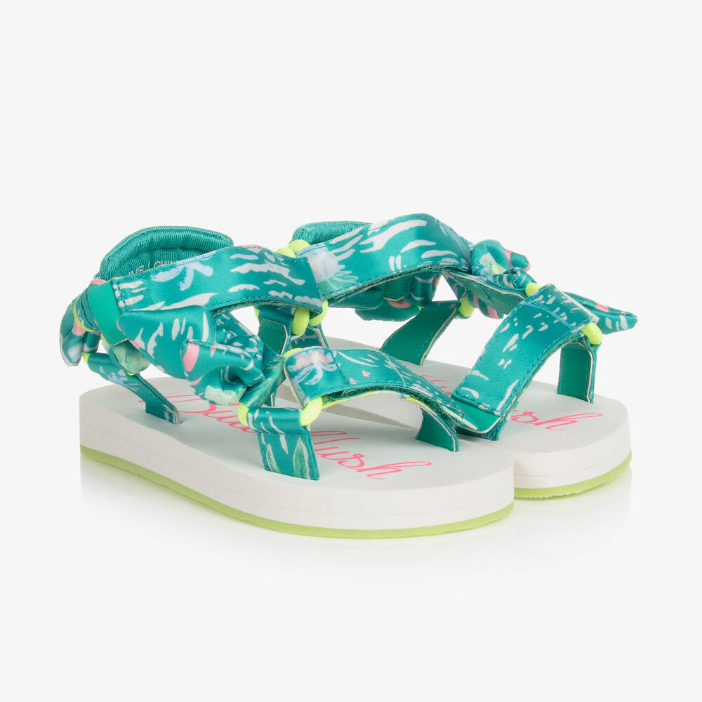 Billieblush - Girls Green Palm Print Sandals | Childrensalon