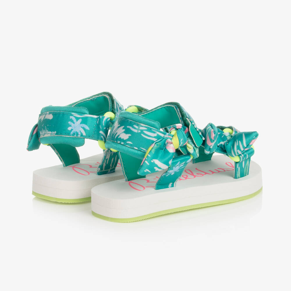 Billieblush-Girls Green Palm Print Sandals | Childrensalon Outlet