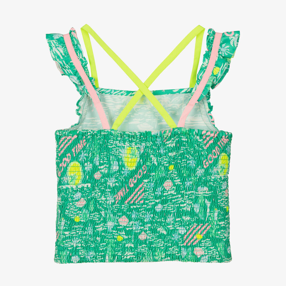 Billieblush-Girls Green Palm Print Sateen Top | Childrensalon Outlet