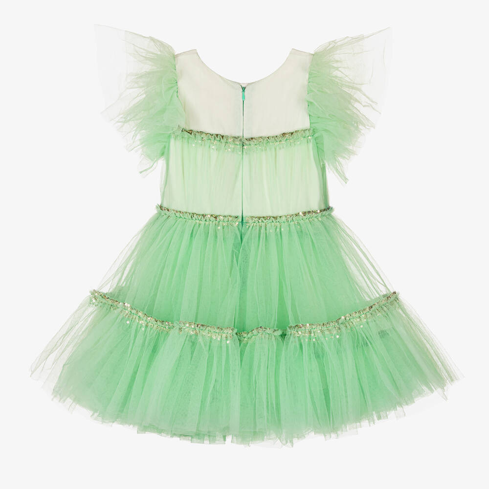 Billieblush-Зеленое платье из тюля для девочек | Childrensalon Outlet