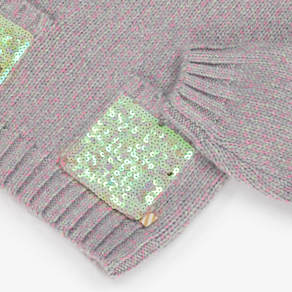 Billieblush-Girls Grey Sparkle Pocket Sweater | Childrensalon Outlet