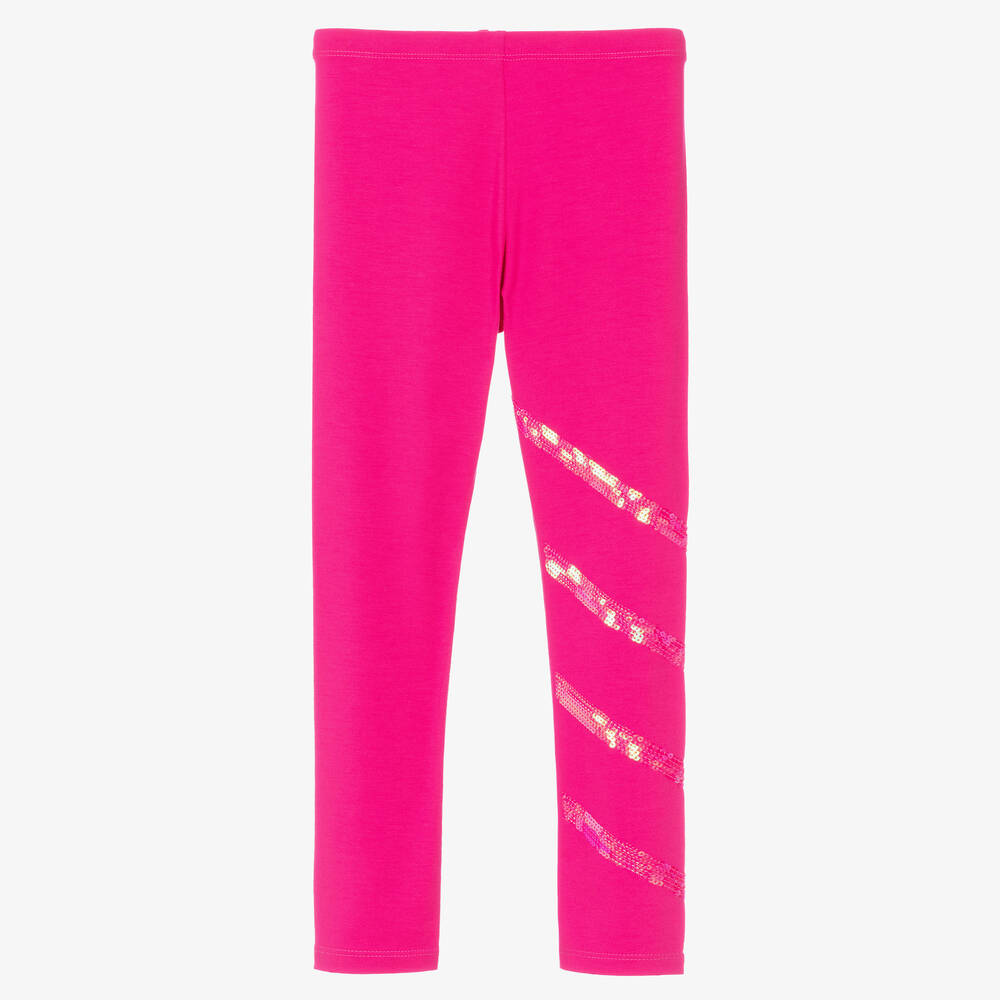 Billieblush - Girls Hot Pink Sequin Stripe Leggings | Childrensalon