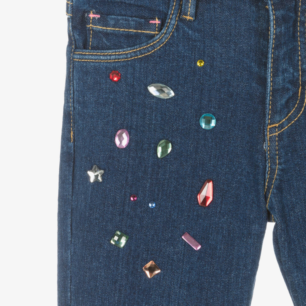 Billieblush-Girls Indigo Gem-Embellished Denim Trousers | Childrensalon Outlet