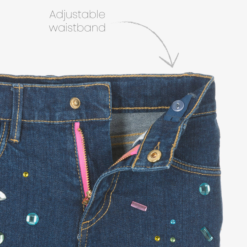 Billieblush-Girls Indigo Gem-Embellished Denim Trousers | Childrensalon Outlet