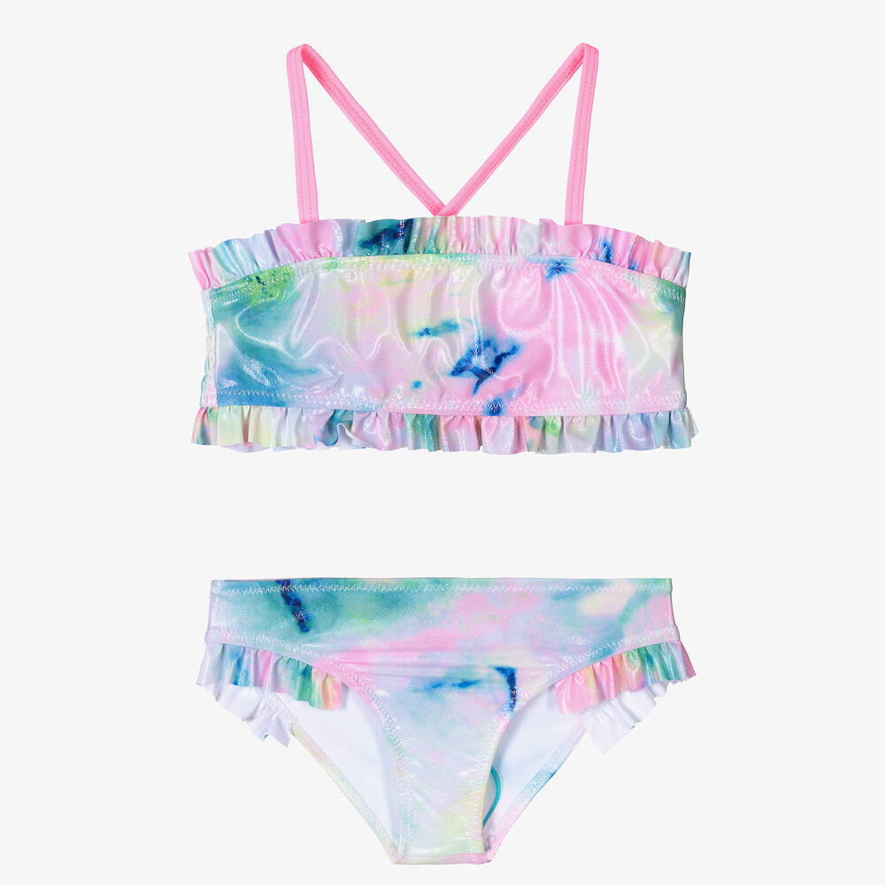 Billieblush-Girls Iridescent Pink Frill Bikini | Childrensalon Outlet