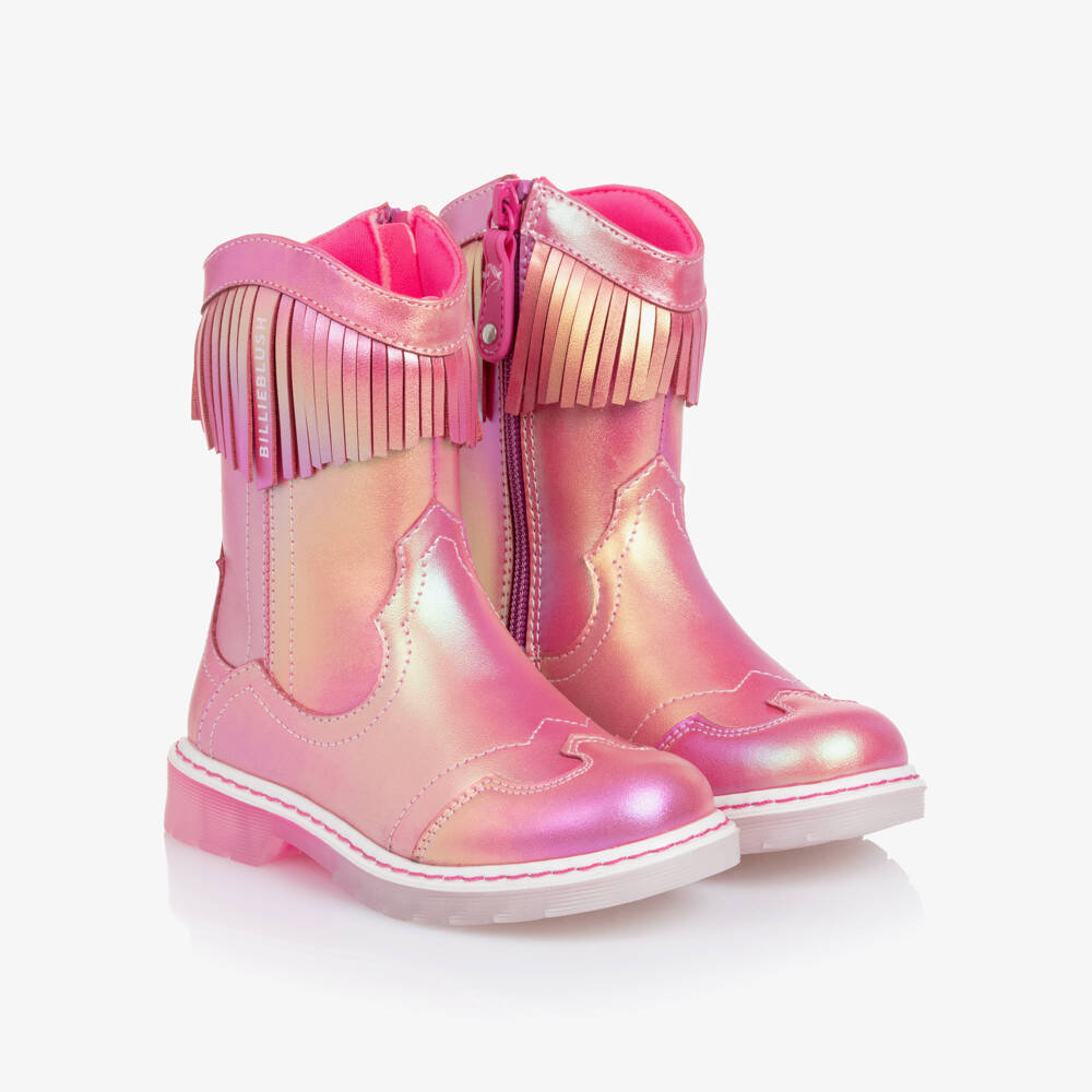 Billieblush-Girls Iridescent Pink Fringe Boots | Childrensalon Outlet