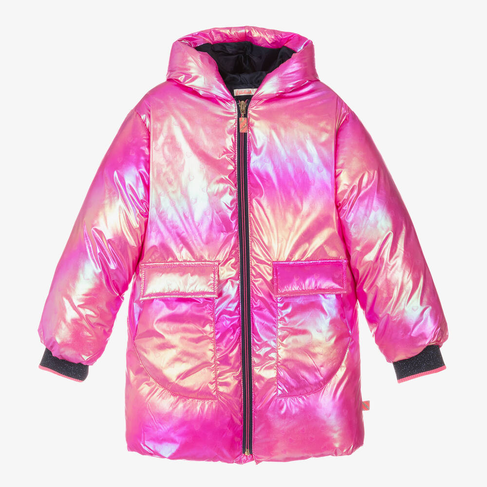 Billieblush - Schillernder rosafarbener wattierter Mantel mit Herzmuster für Mädchen | Childrensalon