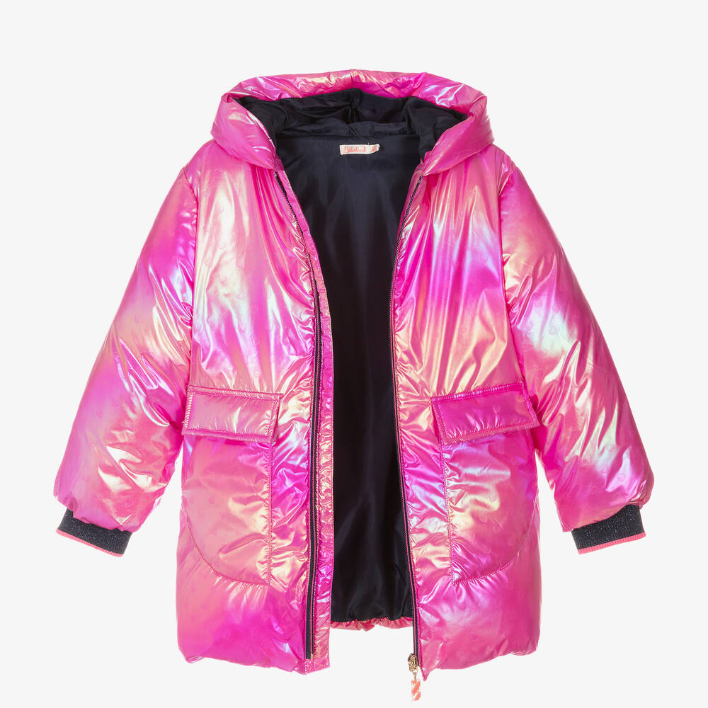 Billieblush-Girls Iridescent Pink Padded Heart Coat | Childrensalon Outlet