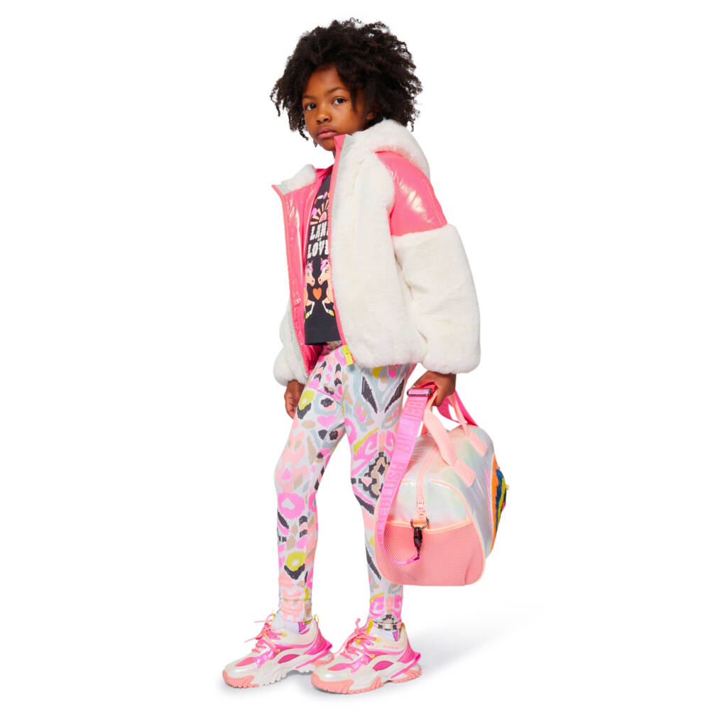 Billieblush-Girls Ivory and Pink Plush Jacket | Childrensalon Outlet