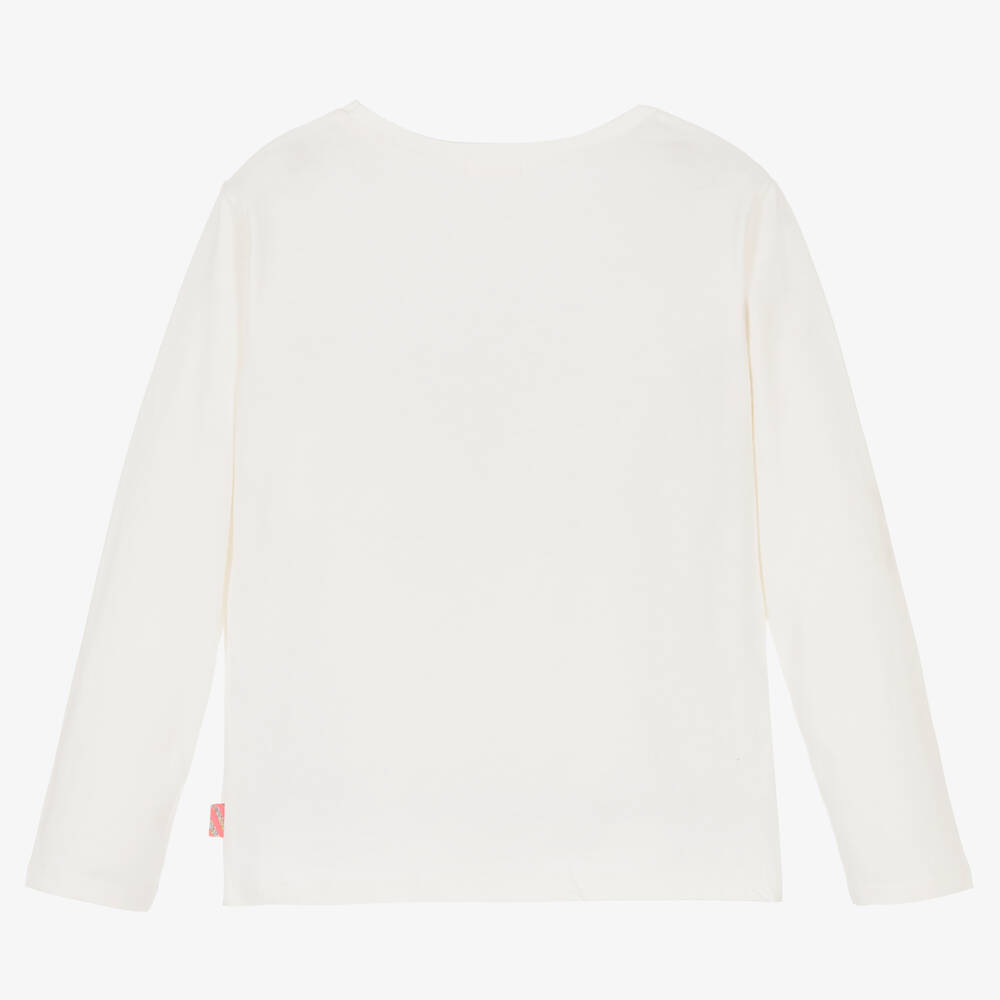 Billieblush-Кремовый хлопковый топ с котом для девочек | Childrensalon Outlet