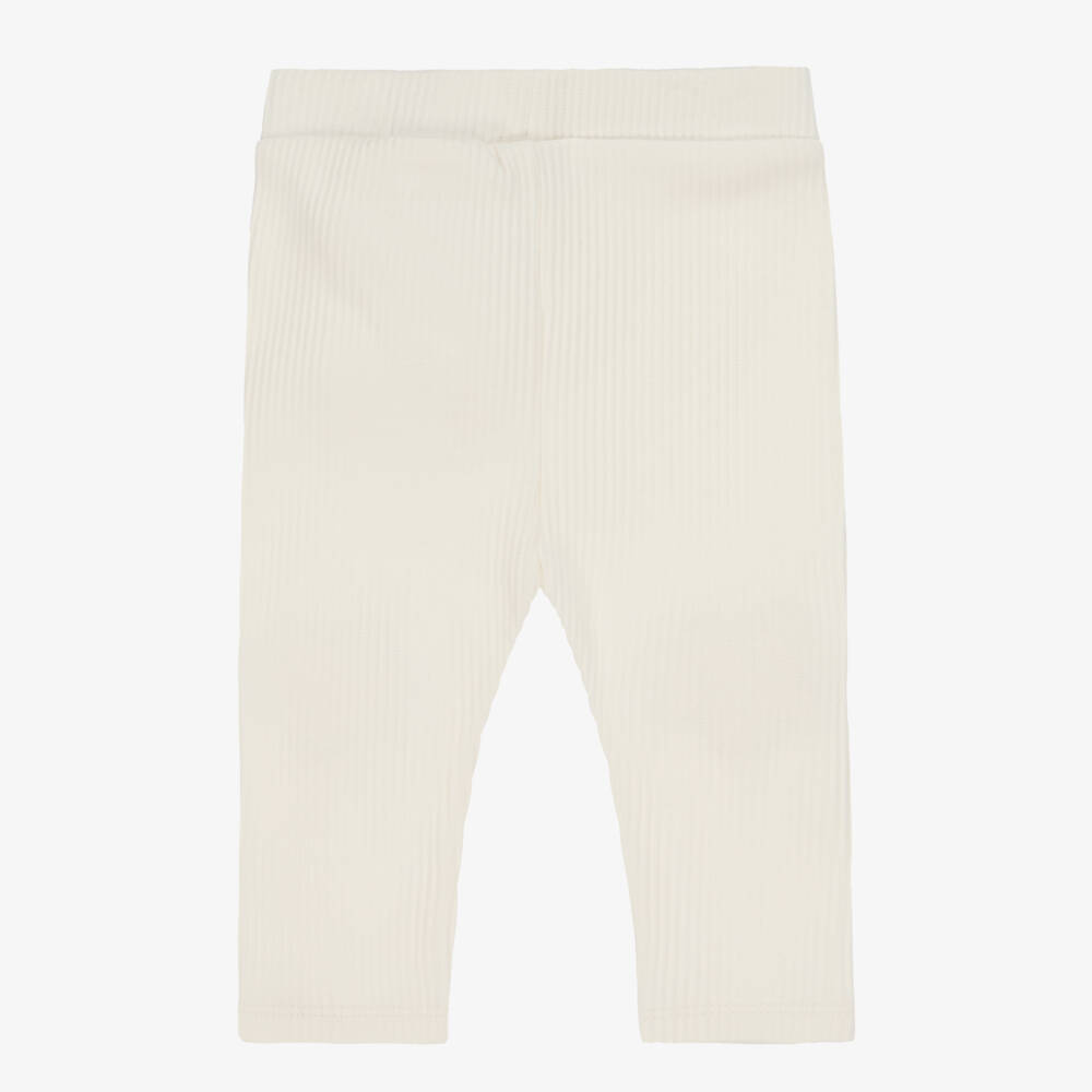 Billieblush-Girls Ivory Cloud Ribbed Cotton Jersey Leggings | Childrensalon Outlet