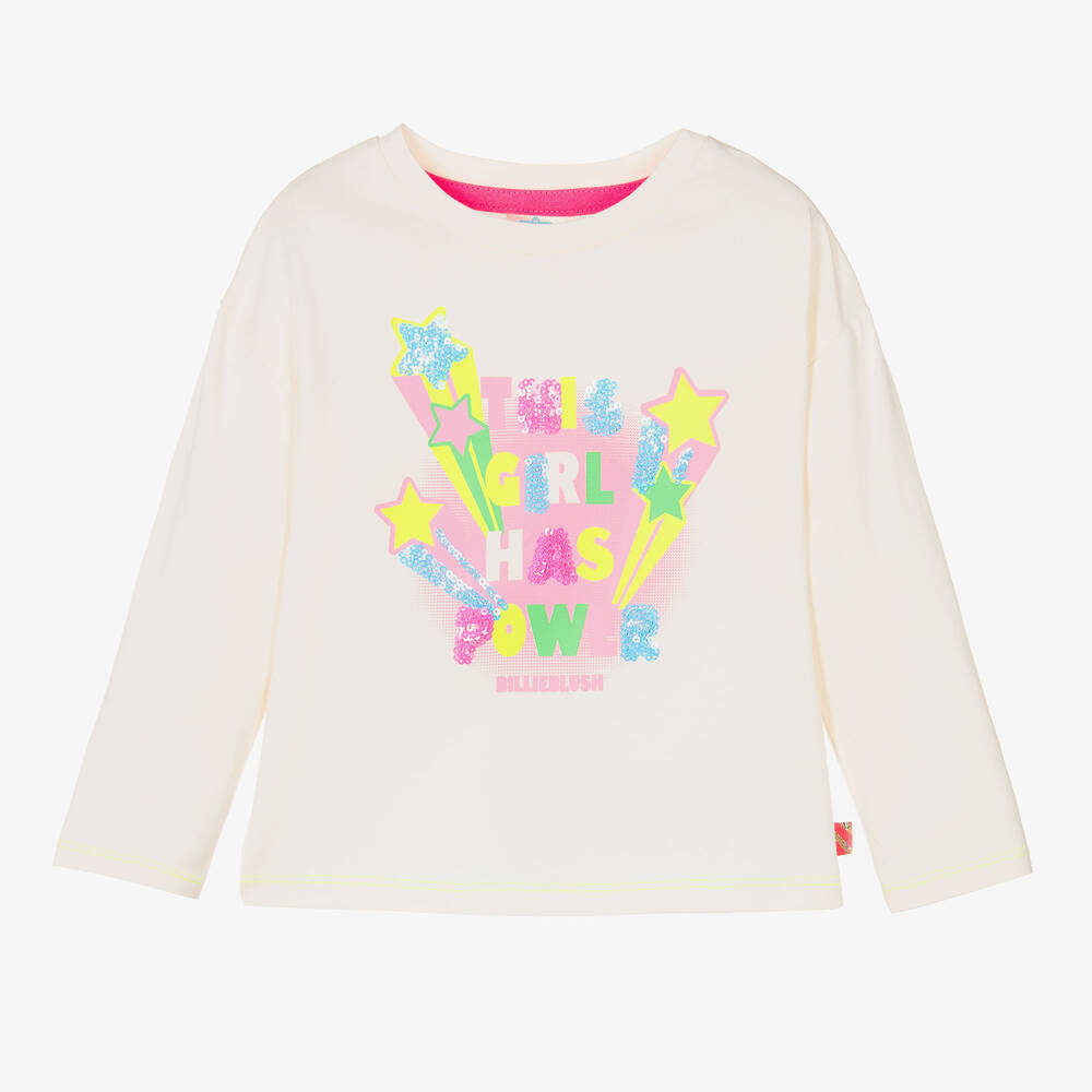 Billieblush-Girls Ivory Cotton DC Top | Childrensalon Outlet