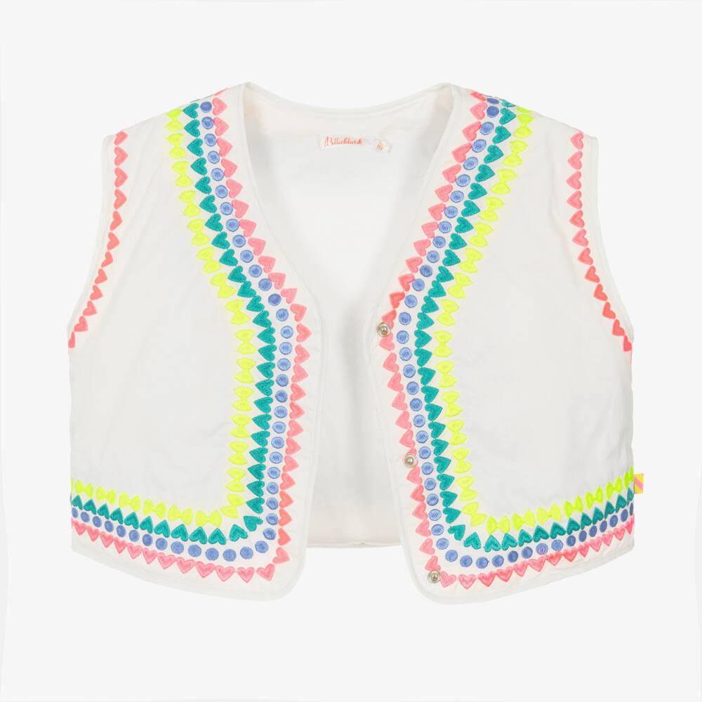 Billieblush-Girls Ivory Cotton Embroidered Vest | Childrensalon Outlet