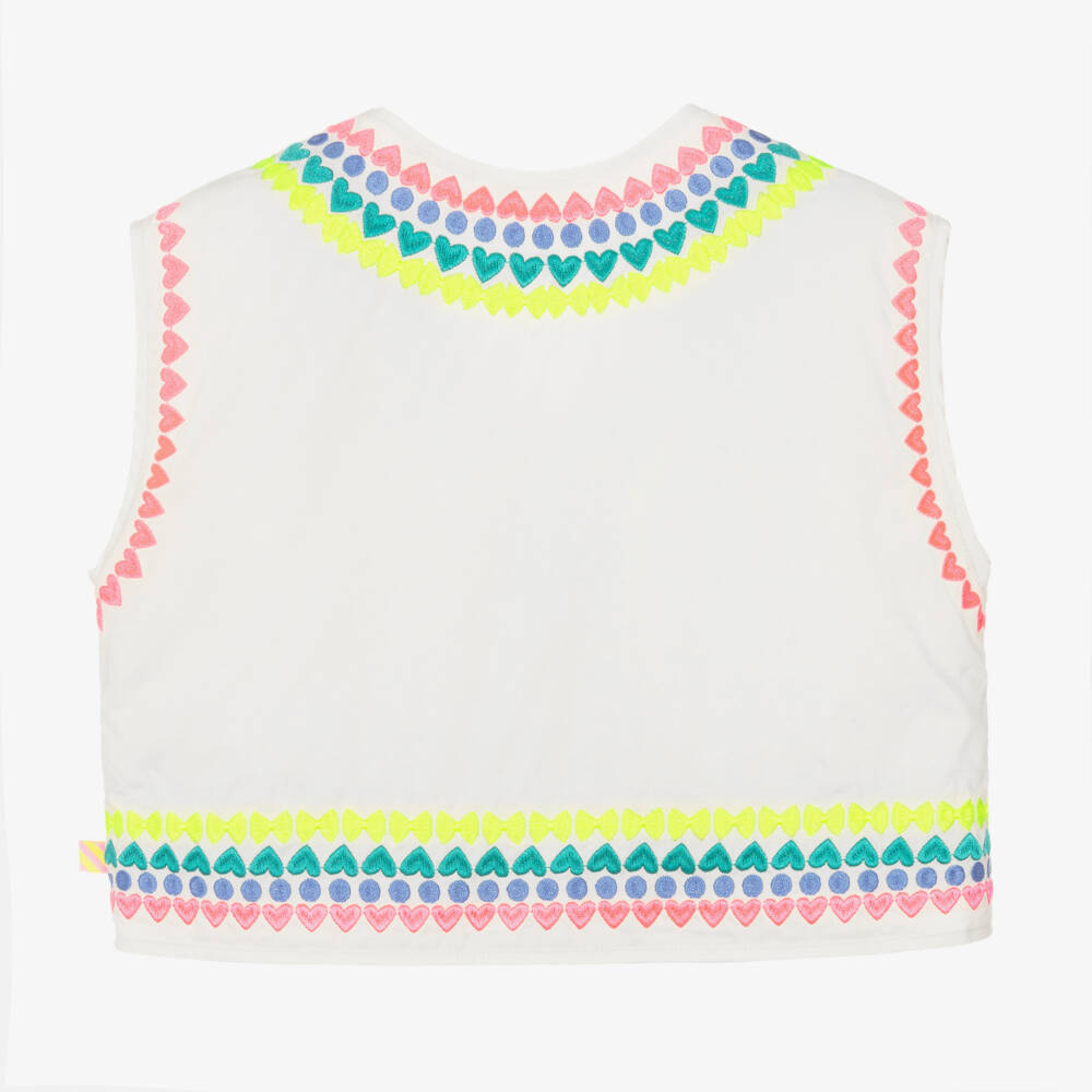 Billieblush-Girls Ivory Cotton Embroidered Vest | Childrensalon Outlet