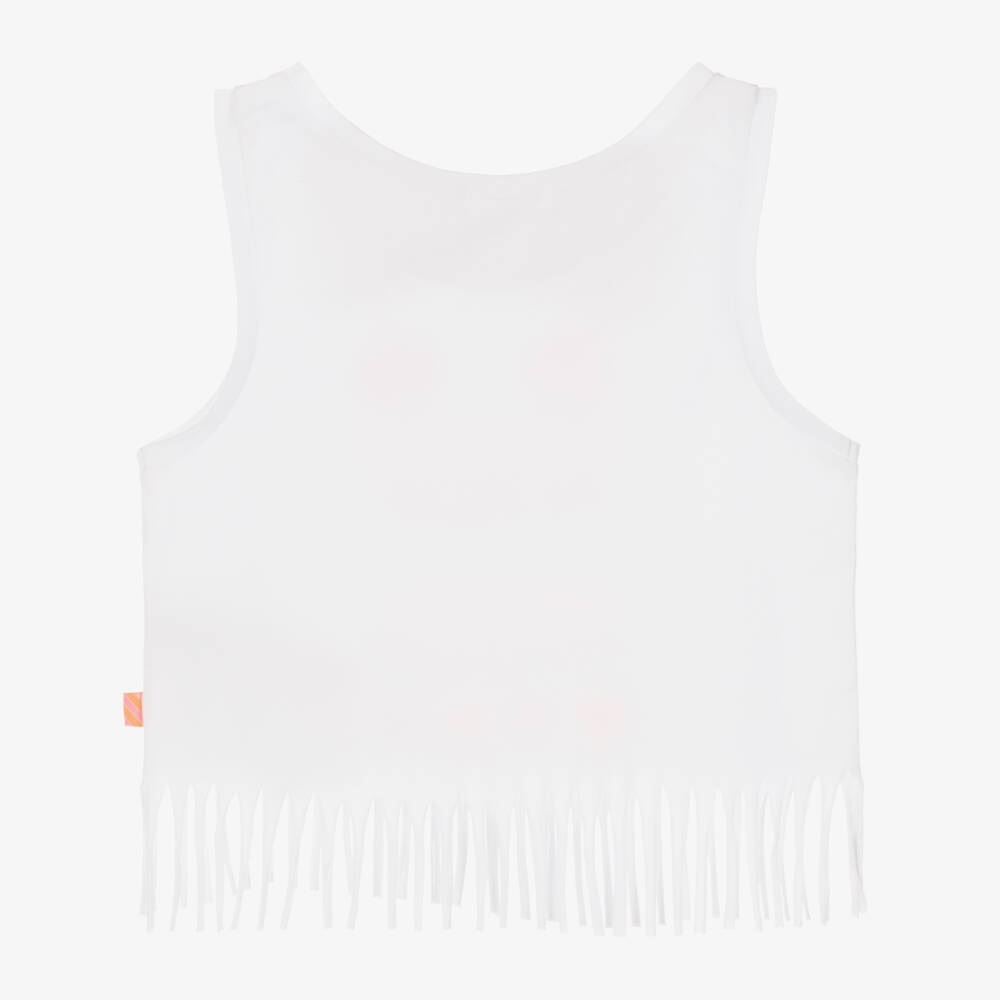 Billieblush-Girls Ivory Cotton Fringe Tee | Childrensalon Outlet