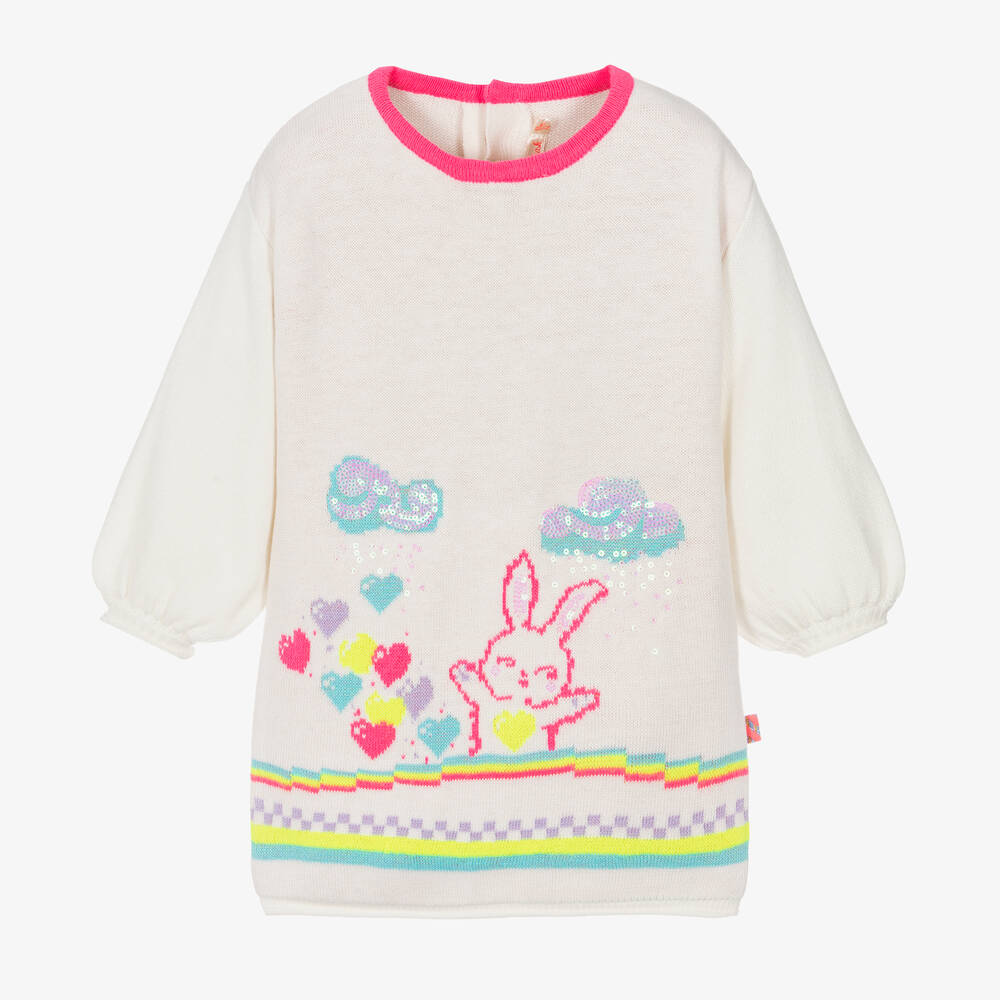 Billieblush-فستان مزيج قطن محبوك لون عاجي أطفال بناتي | Childrensalon Outlet