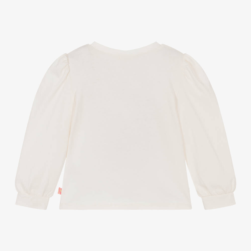 Billieblush-Girls Ivory Cotton Long Sleeve Top | Childrensalon Outlet