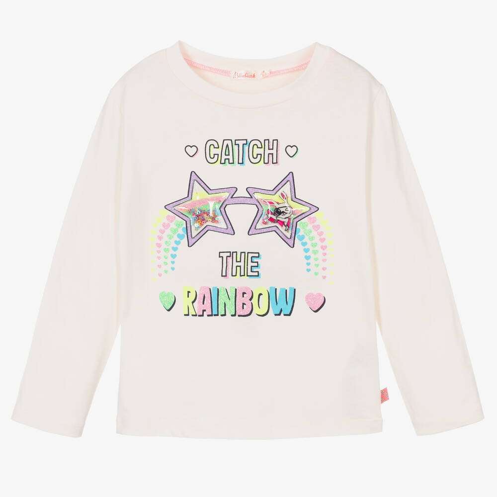 Billieblush - Girls Ivory Cotton Rainbow Top | Childrensalon
