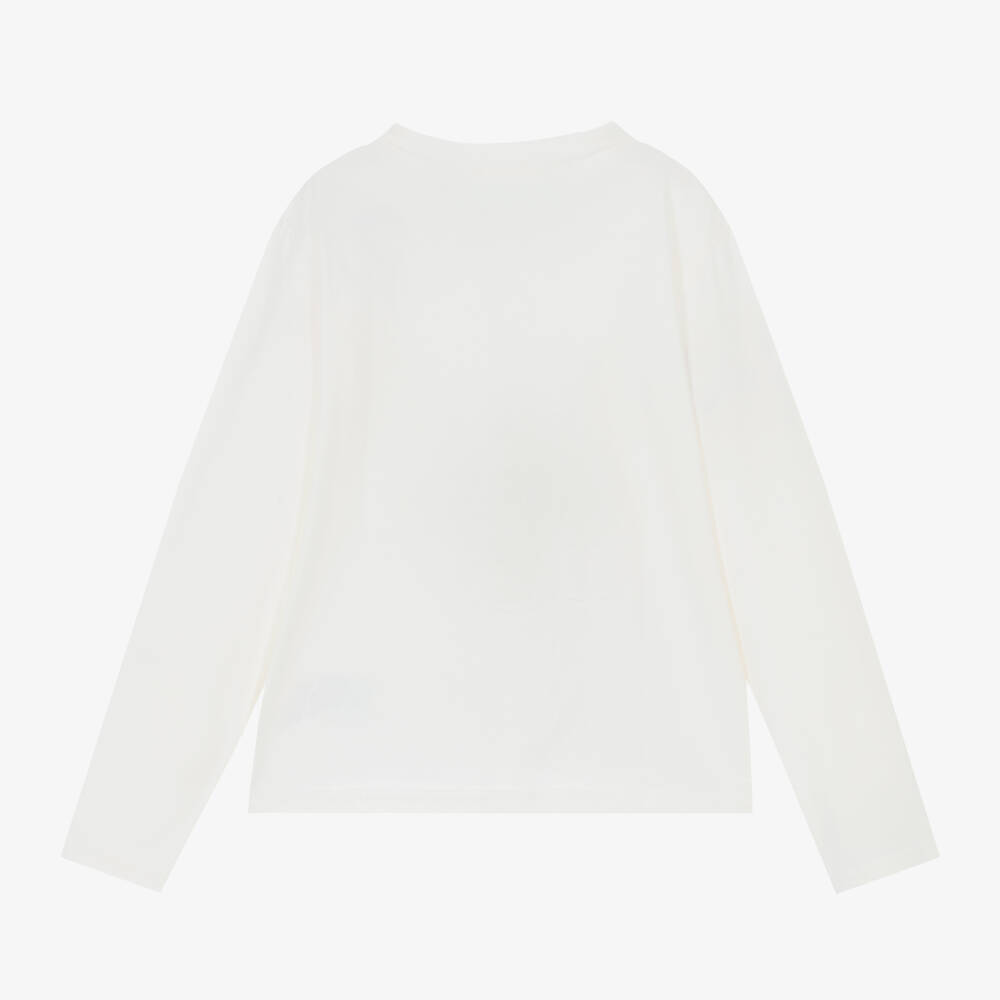 Billieblush-Girls Ivory Cotton Sequin Tee | Childrensalon Outlet