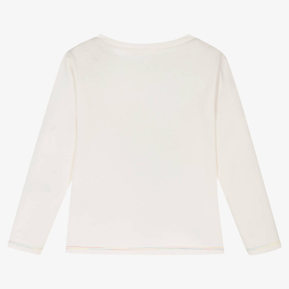 Billieblush-Girls Ivory Cotton Sequin Top | Childrensalon Outlet