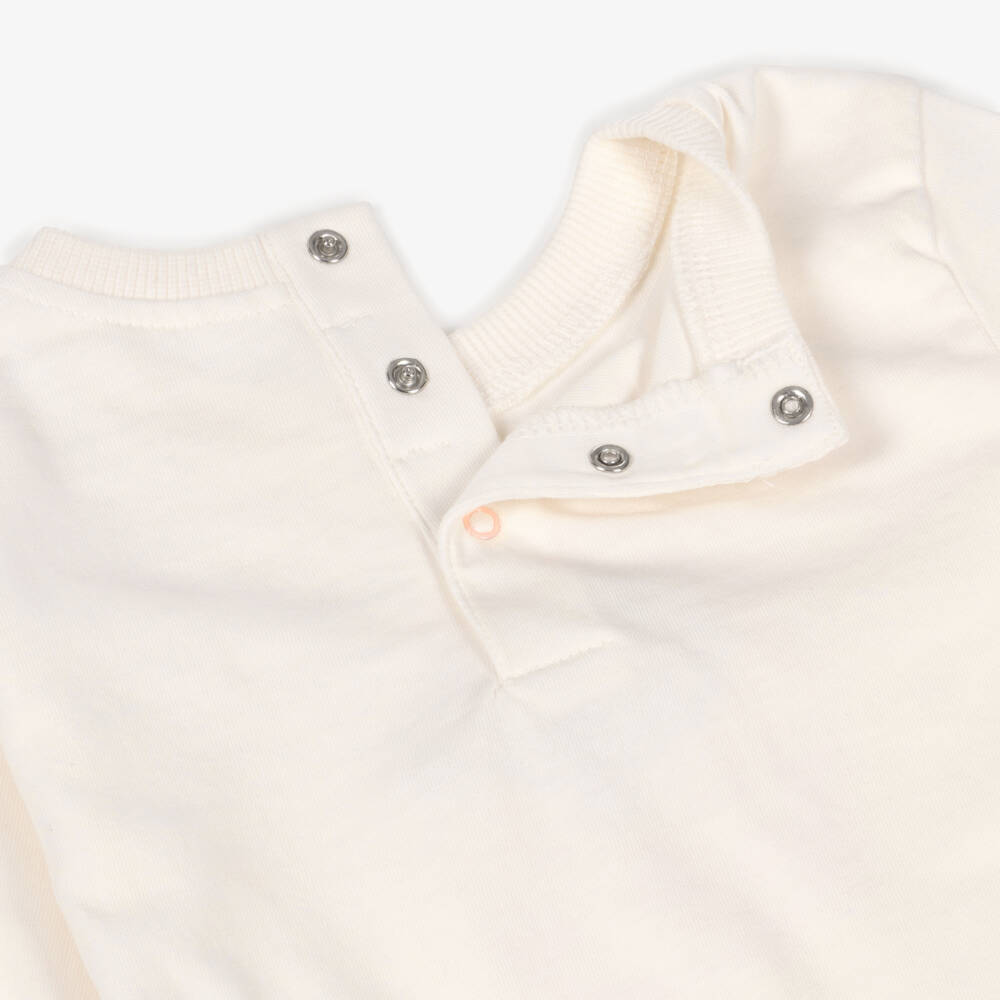 Billieblush-Girls Ivory Cotton Sheep Top with Pom-Poms | Childrensalon Outlet