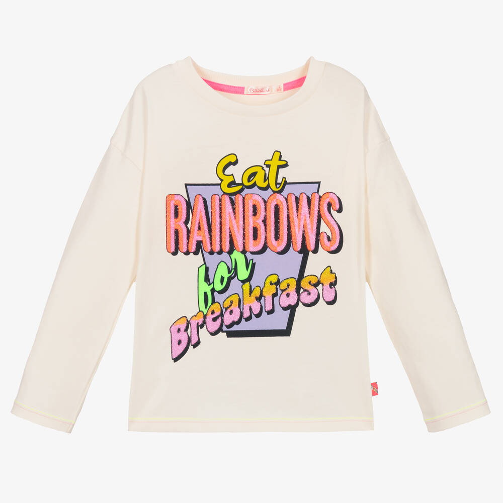 Billieblush-Girls Ivory Cotton Slogan Top | Childrensalon Outlet