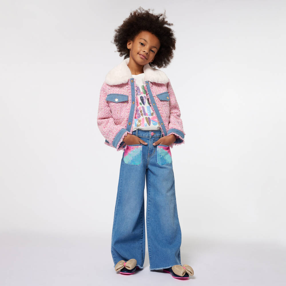 Billieblush-Girls Ivory Cotton Sparkle Tee | Childrensalon Outlet