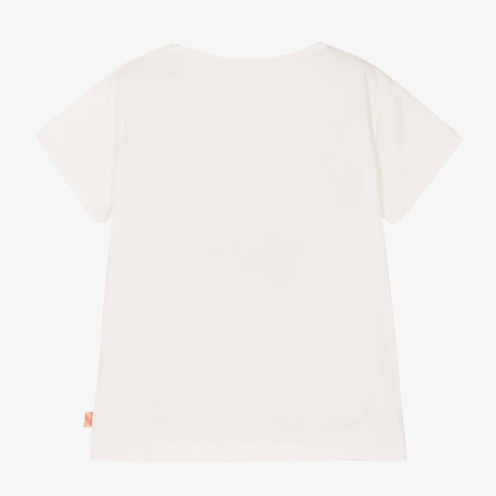 Billieblush-Girls Ivory Cotton Sparkle Tee | Childrensalon Outlet