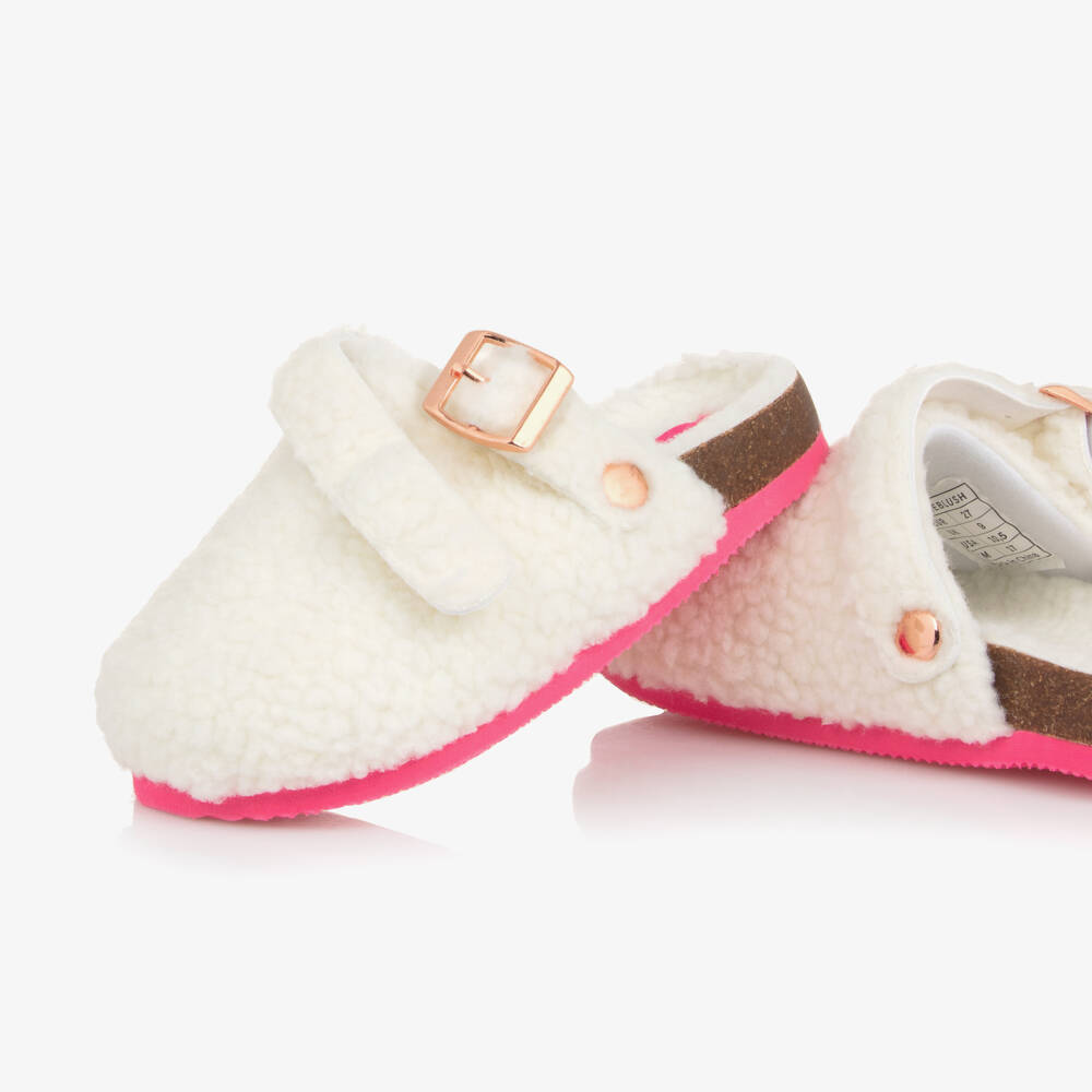 Billieblush-Girls Ivory Fleece Home Slippers | Childrensalon Outlet