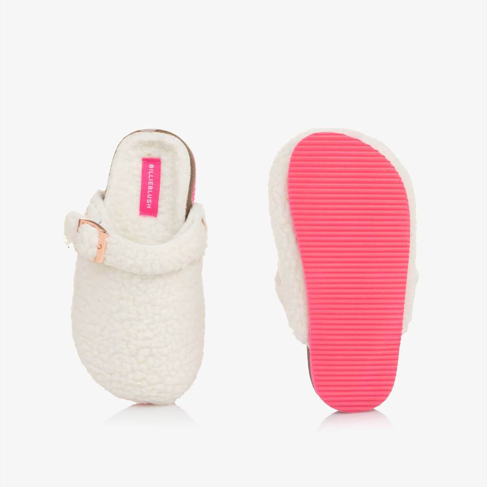 Billieblush-Girls Ivory Fleece Home Slippers | Childrensalon Outlet