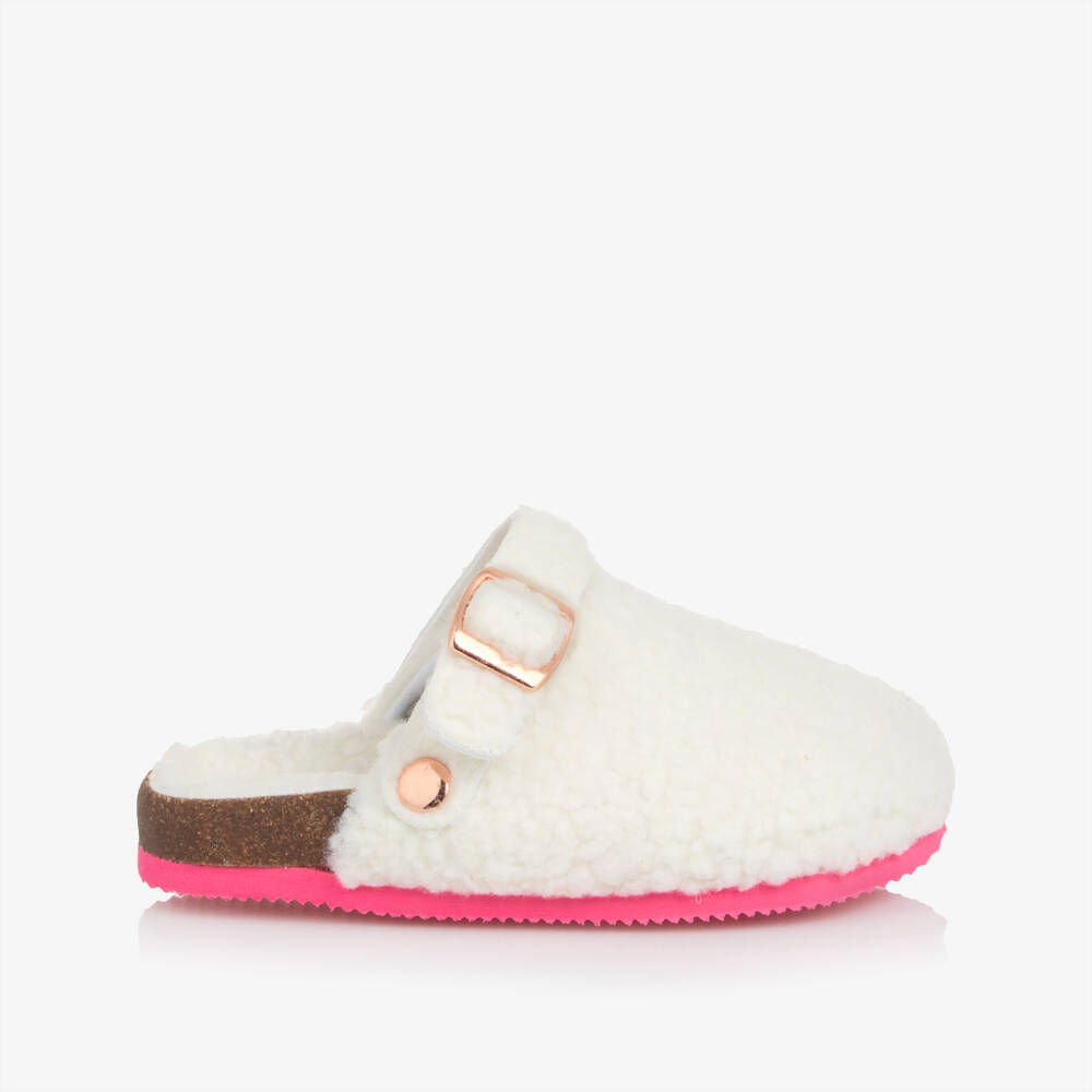 Billieblush-Girls Ivory Fleece Home Slippers | Childrensalon Outlet