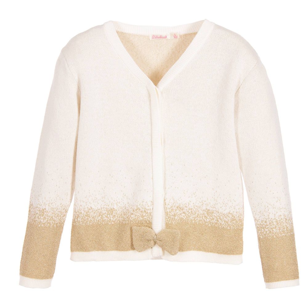 Billieblush - Girls Ivory & Gold Cardigan | Childrensalon