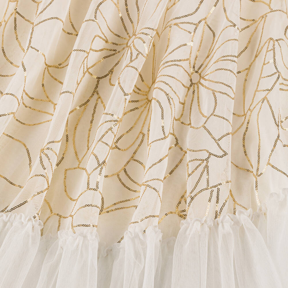 Billieblush-Кремовое и золотое гламурное платье из тюля для девочек | Childrensalon Outlet