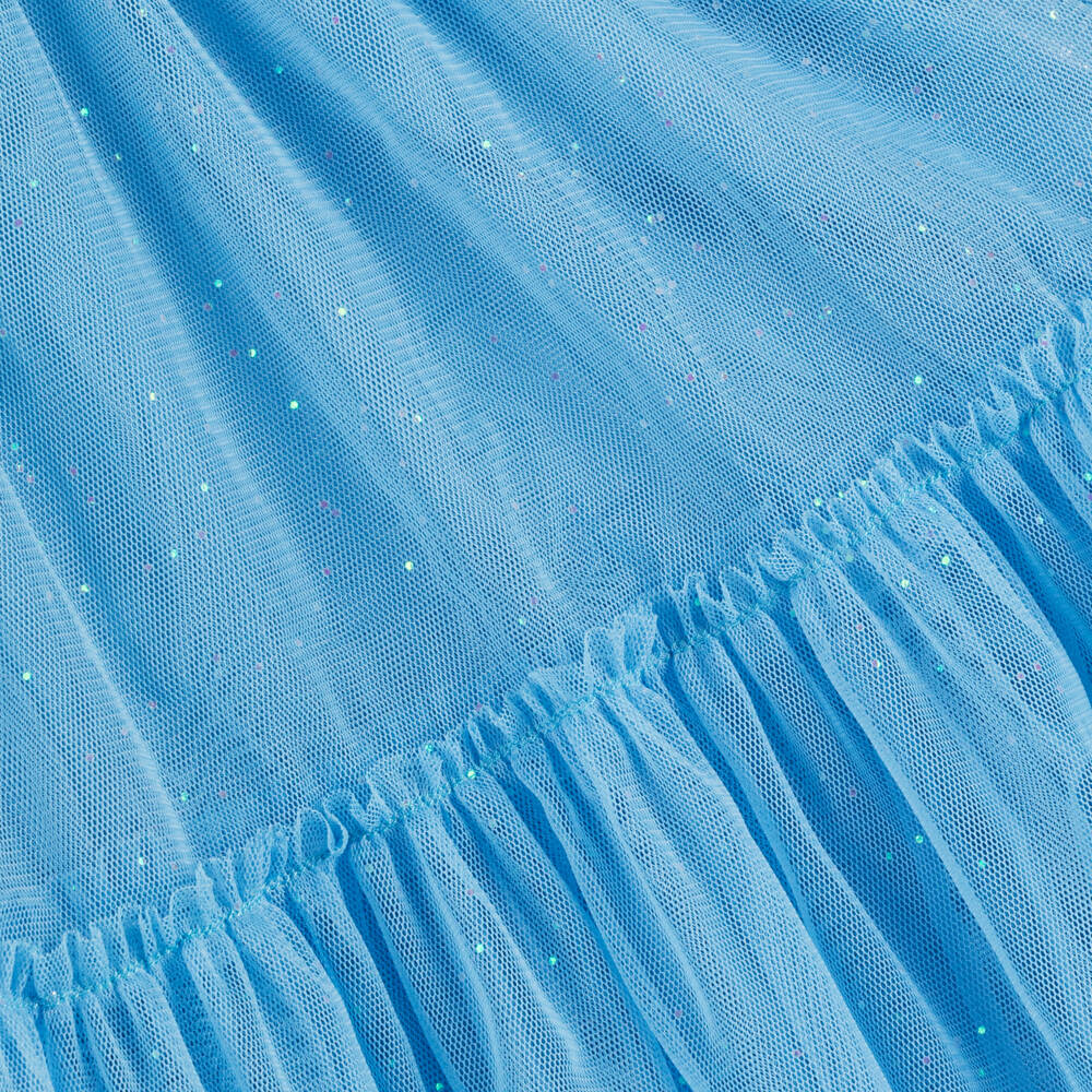 Billieblush-Girls Ivory Heart & Blue Mesh Dress | Childrensalon Outlet