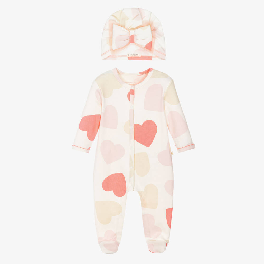 Billieblush-Girls Ivory Heart Cotton Babygrow Set | Childrensalon Outlet