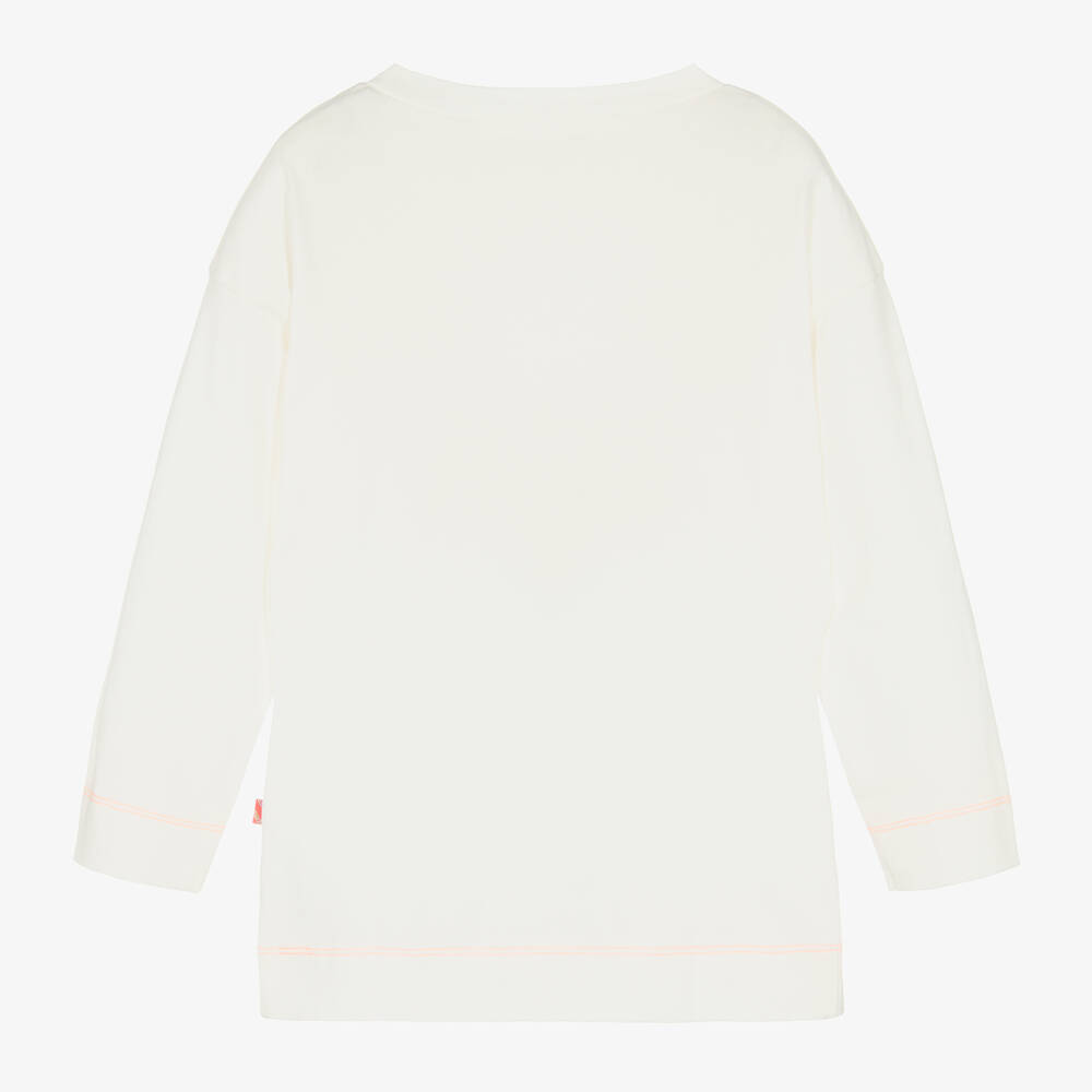 Billieblush-توب بطبعة قلب قطن جيرسي لون عاجي للبنات | Childrensalon Outlet