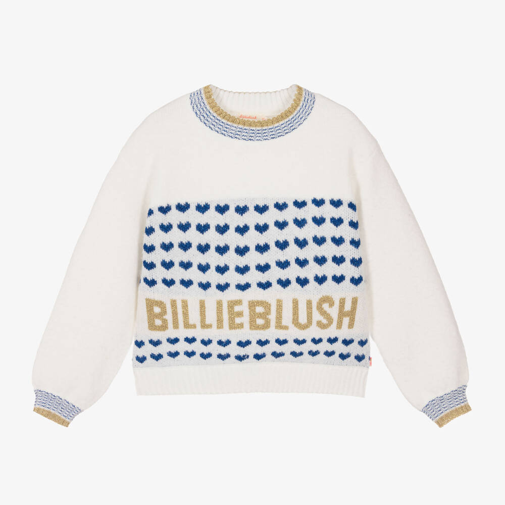 Billieblush-بلوفر بطبعة قلوب لون عاجي للبنات | Childrensalon Outlet
