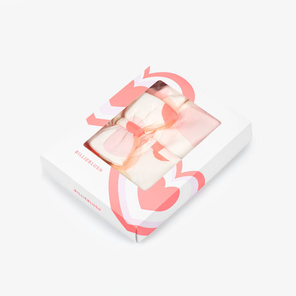 Billieblush-Girls Ivory Heart Print Cotton Babygrow & Hat Set | Childrensalon Outlet