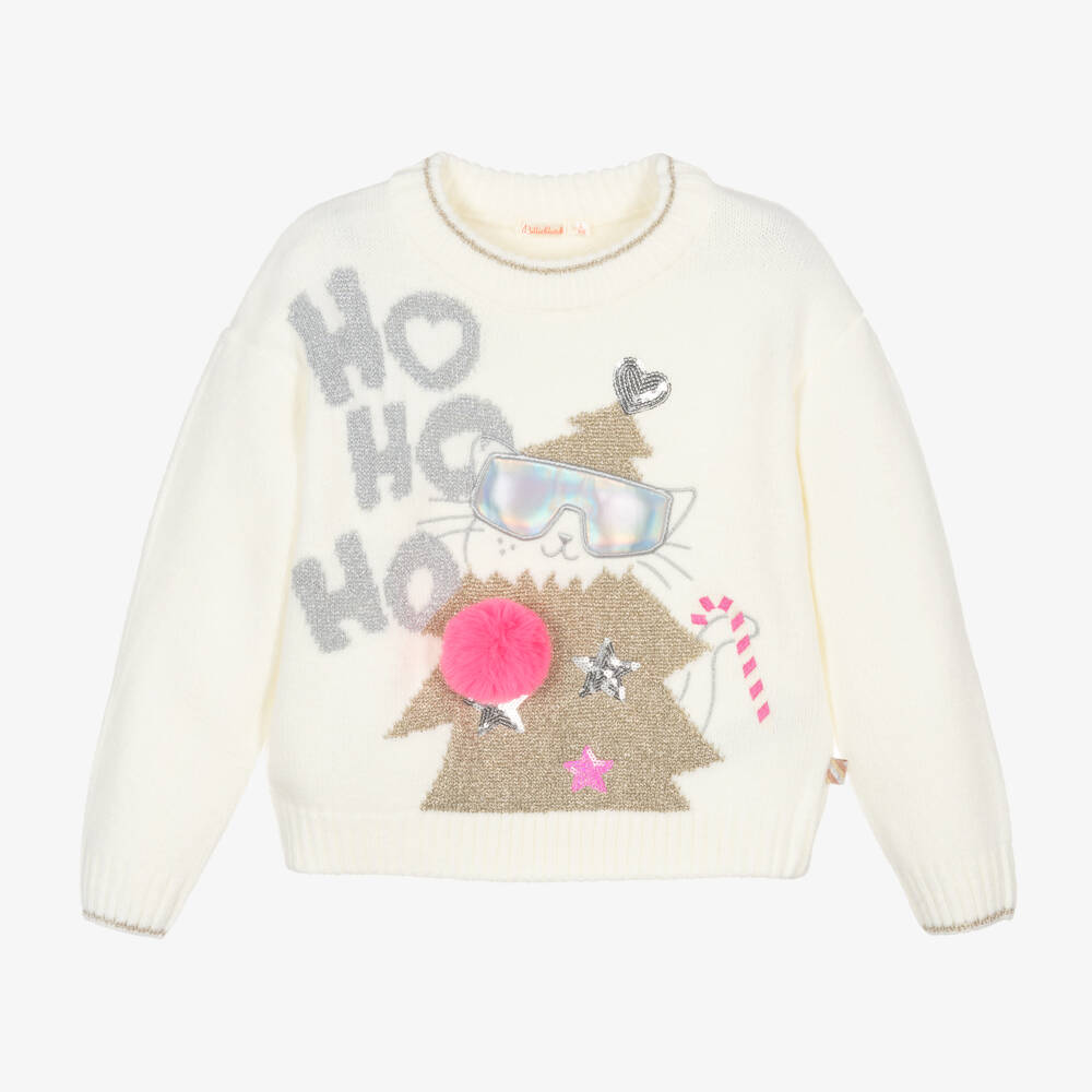 Billieblush-Girls Ivory Holiday Knit Jumper | Childrensalon Outlet