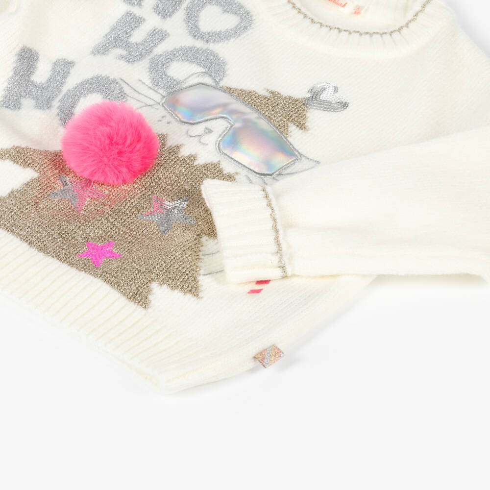 Billieblush-Girls Ivory Holiday Knit Jumper | Childrensalon Outlet