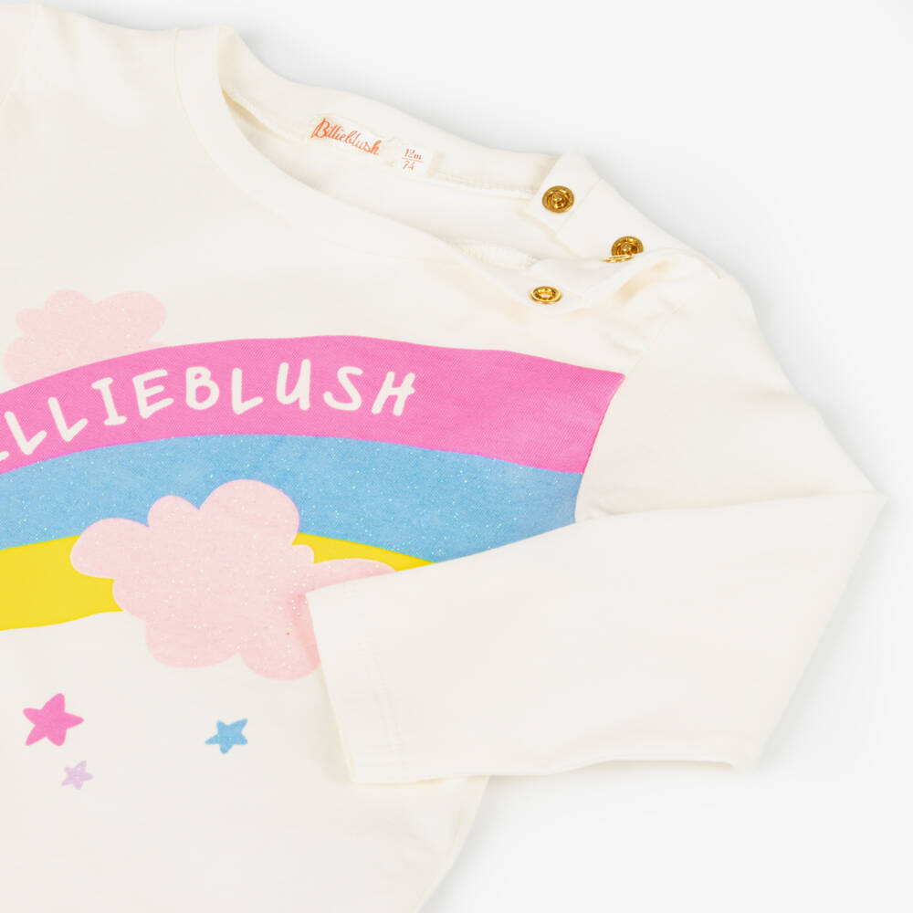 Billieblush-Girls Ivory Jersey Rainbow Tee | Childrensalon Outlet