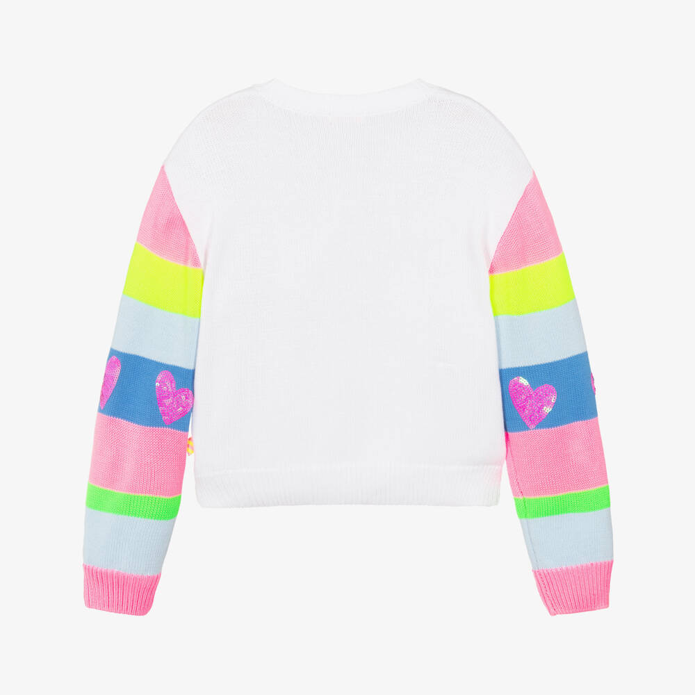 Billieblush-Girls Ivory Knit Heart Cardigan | Childrensalon Outlet